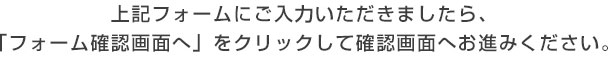 上記フォームにご入力いただきましたら、「フォーム確認画面へ」をクリックして確認画面へお進みください。